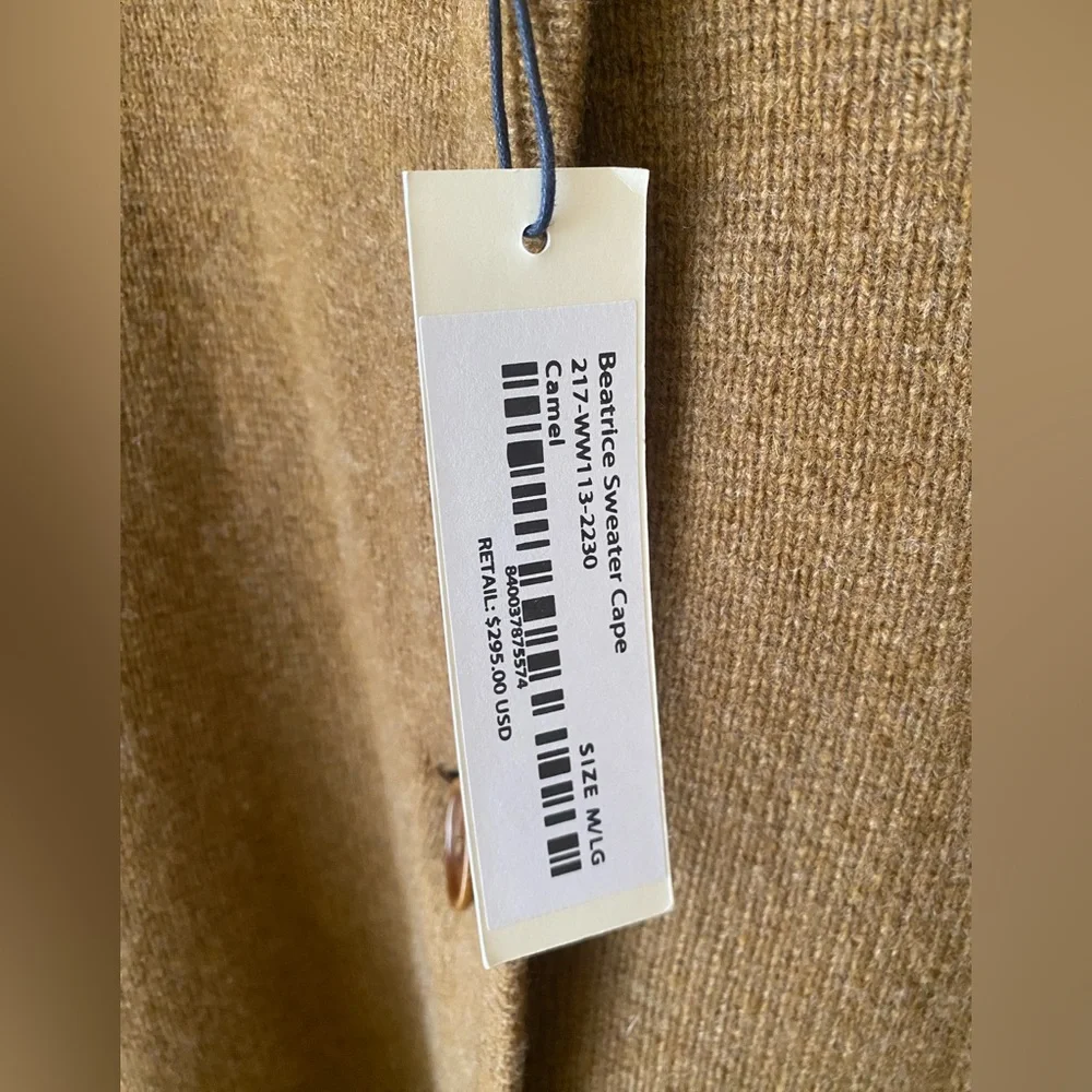 NWT Alex Mill 100% Wool Beatrice Sweater Cape Camel/Brown Pockets - Picture 8 of 9